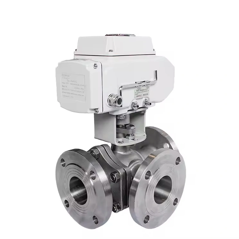 Electric 3 Way Flange Ball Valve