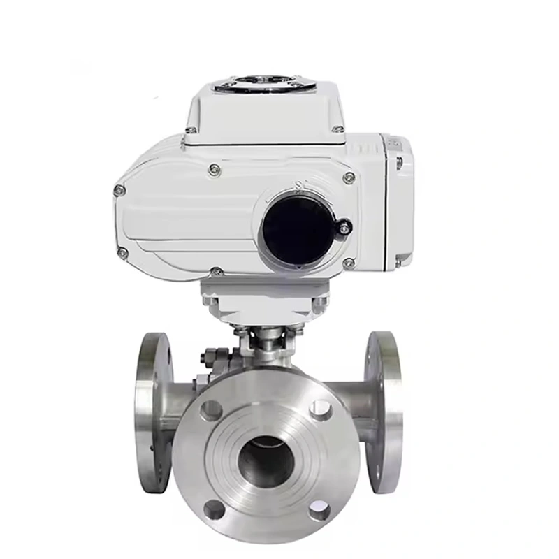 Electric 3 Way Flange Ball Valve