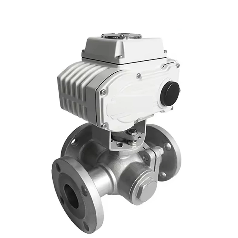 Electric 3 Way Flange Ball Valve