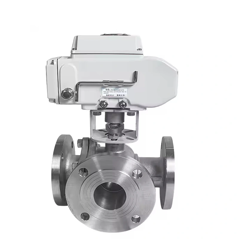 Electric 3 Way Flange Ball Valve